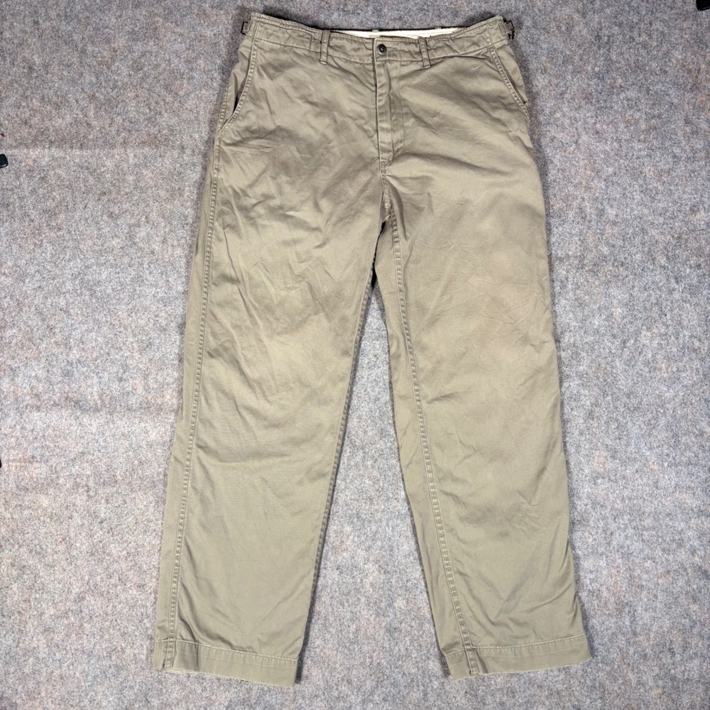 Polo Ralph Lauren Chino Pants Mens 34 Khaki Stnd Issue Cinch Waist Military Y2K